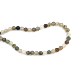 String of Semi-Precious Stone Beads Green Phantom QUARTZ, Ball: 6 mm ~ 65 pieces