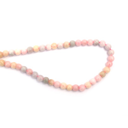 String of Semi-Precious Stone Beads Imitation MORGANITE (Nephrite and Chalcedony), Ball: 6 mm ~ 64 pieces