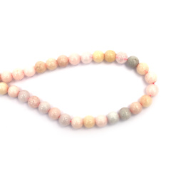 String of Semi-Precious Stone Beads Imitation MORGANITE (Nephrite and Chalcedony), Ball: 8 mm ~ 46 pieces