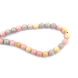 String of Semi-Precious Stone Beads Imitation MORGANITE (Nephrite and Chalcedony), Ball: 10 mm ~ 38 pieces