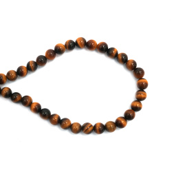 String of Semi-Precious Stone Beads TIGER'S EYE Grade A, Ball: 8 mm ~ 48 pieces