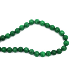 String of Semi-Precious Stone Beads Natural JADEITE, Colored: Green, Ball: 10 mm ~ 37 pieces