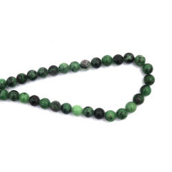 String of Semi-Precious Stone Beads Natural RUBY ZOISITE, Ball: 8 mm ~ 46 pieces
