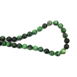 String of Semi-Precious Stone Beads Natural RUBY ZOISITE, Ball: 10 mm ~ 37 pieces