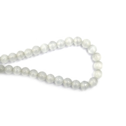 String of Semi-Precious Stone Beads Natural CAT'S EYE QUARTZ Grade A, Ball: 6 mm ~ 65 pieces