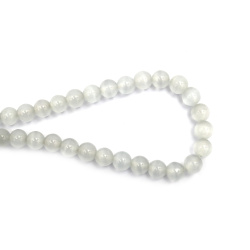 String of Semi-Precious Stone Beads Natural CAT'S EYE QUARTZ Grade A, Ball: 8 mm ~ 48 pieces