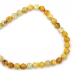 String beads  cracked  stone Agate yellow ball 10 mm ~ 38 pieces