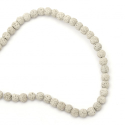 String Natural Ball-shaped Stone Beads / VOLCANIC - LAVA, Light Gray, Ball: 8 ± 9 mm ± 49 pieces