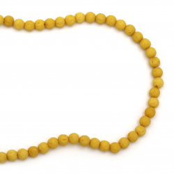 Bright volcanic lava rock, natural semi-precious stone string beads, yellow ball form 8 mm ~ 47 pieces