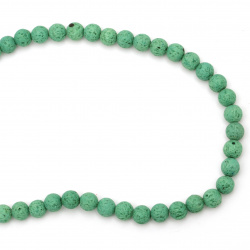 Volcanic lava rock, natural semi-precious stone strand beads, green ball 6 mm ~ 62 pieces