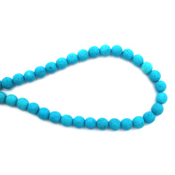 Semi-precious Stone Beads Strand / VOLCANIC - LAVA , Blue, Ball 10 mm ~ 38 pieces