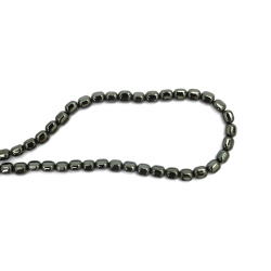 String of Semi-precious HEMATITE Stone Beads, Non-Magnetic / 7x8 mm, Hole: 1 mm ~ 50 pieces