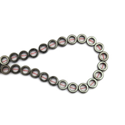 String of Semi-precious HEMATITE Stone Beads, Non-Magnetic Ring / 10x3 mm, Hole: 1 mm ~ 42 pieces