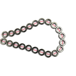 String of Semi-precious HEMATITE Stone Beads, Non-Magnetic Ring / 16x4 mm, Hole: 1 mm ~ 26 pieces