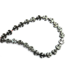 String of Semi-precious HEMATITE Stone Beads, Non-Magnetic Anchor / 13x11 mm, Hole: 1 mm ~ 32 pieces