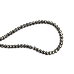 String of Semi Precious HEMATITE Stone Beads, Non Magnetic Rounded Heart / 6mm, Hole: 1mm ~ 76 pieces