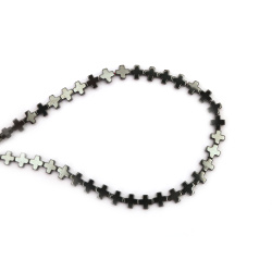 String of Semi Precious HEMATITE Stone Beads, Non Magnetic Cross / 8x8mm, Hole: 1mm ~ 48 pieces