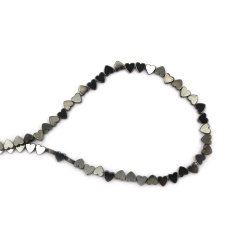 String of Semi-precious HEMATITE Stone Beads, Non-Magnetic Heart / 6mm, Hole: 1 mm ~ 65 pieces
