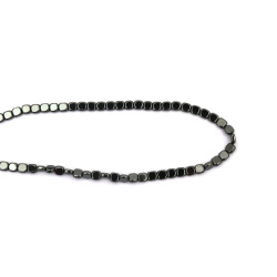 String of Semi Precious Stone Beads HEMATITE / Non Magnetic, Rounded Tile / 4x4x2 mm, Hole: 1 mm ~ 103 Pieces