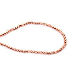 String of Semi-precious Stone  Beads HEMATITE, Non-Magnetic Electroplate / Color: Rose Gold /  Faceted Ball: 4 mm, Hole: 1.5 mm ~ 105 pieces
