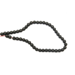 String of Semi-Precious Stone Beads - Non-Magnetic HEMATITE,   / Color: Matte Gray / Ball: 6 mm, Hole: 1 mm ~ 68 pieces