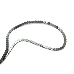 String of Semi-Precious Stone Beads Non-Magnetic HEMATITE /   Heart: 4x2 mm, Hole: 1 mm ~ 105 pieces