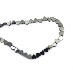 String of Semi-Precious Stone Beads Non-Magnetic HEMATITE /   Heart: 8x2 mm, Hole: 1 mm ~ 50 pieces