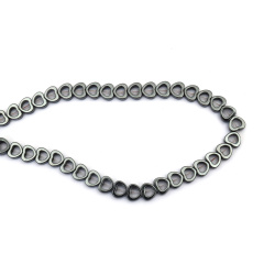 String of Semi-Precious Stone Beads Non-Magnetic HEMATITE /   Heart: 8x3 mm, Hole: 1 mm ~ 57 pieces