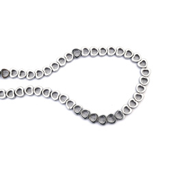 String of Semi-Precious Stone Beads Non-Magnetic Electroplate HEMATITE / Silver Color / Heart:  8x3 mm, Hole: 1 mm ~ 57 pieces