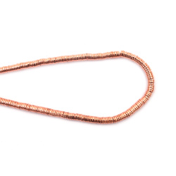 String of Semi-Precious Stone Beads Non-Magnetic Electroplate HEMATITE / Pink Gold / Washer: 4x1 mm, Hole: 0.7 mm ~ 410 pieces