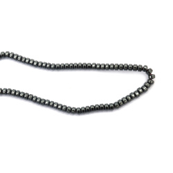 String of Semi-Precious Stone Beads Non-Magnetic HEMATITE / Disc: 4x3 mm, Hole: 1 mm ~ 140 pieces