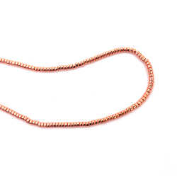 String of Semi-Precious Stone Beads Non-Magnetic Electroplate HEMATITE / Pink Gold / Washer: 3x2 mm, Hole: 0.7 mm ~ 215 pieces
