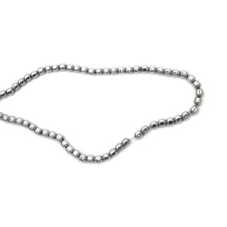 String of Semi-Precious Stone Beads Non-Magnetic Electroplate HEMATITE / Silver Color / 4x4 mm, Hole: 1 mm ~ 95 pieces