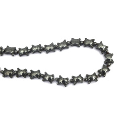 String of Semi-precious Stone Beads Non-Magnetic HEMATITE /   Turtle: 14x9x5 mm, Hole: 1 mm ~ 30 pieces
