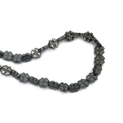 String of Semi-Precious Stone Beads Non-Magnetic HEMATITE /   Clover: 10x10x3 mm, Hole: 1 mm ~ 42 pieces