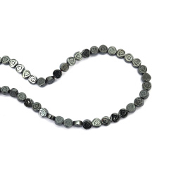 String of Semi-Precious Stone Beads Non-Magnetic HEMATITE / Disc-Flower: 6x3 mm, Hole: 0.7 mm ~ 69 pieces