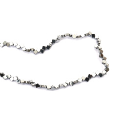 String of Semi-Precious Stone Beads Non-Magnetic Electroplate HEMATITE / Color: Silver / Flower: 4x4x2 mm, Hole: 1 mm ~ 113 pieces