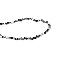 String of Semi-Precious Stone Beads Non-Magnetic HEMATITE / Flower: 4x4x2 mm, Hole: 1 mm ~ 120 pieces