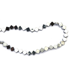 String of Semi-Precious Stone Beads Non-Magnetic Electroplate  HEMATITE / Color: Silver / 6x6x2 mm, Hole: 1 mm ~ 65 pieces