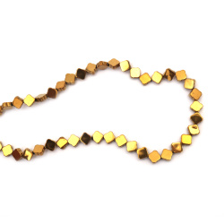String of Semi-Precious Stone Beads Non-Magnetic Electroplate HEMATITE / Color: Old Gold / 6x6x2 mm, Hole: 1 mm ~ 65 pieces