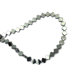 String of Semi-Precious Stone Beads Non-Magnetic HEMATITE / Flower: 8x8x3 mm, Hole: 1 mm ~ 50 pieces