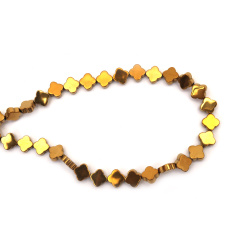 String of Semi-Precious Stone Beads Non-Magnetic Electroplate HEMATITE / Color: Old Gold / Flower: 8x8x3 mm, Hole: 1 mm ~ 50 pieces