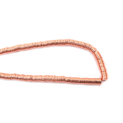 String of Semi-Precious Stone Beads Non-Magnetic Electroplate HEMATITE / Pink Gold Color / Washer: 6x1 mm, Hole: 1 mm ~ 320 pieces