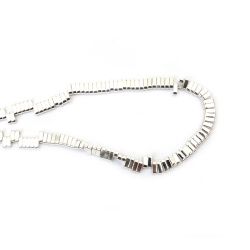 String of Semi-Precious Stone Beads Non-Magnetic Electroplate HEMATITE / White Silver Color / 6x2 mm, Hole: 1 mm ~ 185 pieces