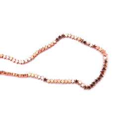 String of Semi-Precious Stone Beads Non-Magnetic Electroplate HEMATITE / Pink Gold Color / Star: 4x2.5 mm, Hole: 0.7 mm ~ 118 pieces