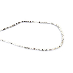 String of Semi-Precious Stone Beads Non-Magnetic Electroplate HEMATITE / White Silver Color / Тriangle: 3x1 mm, Hole: 1 mm ~ 365 pieces