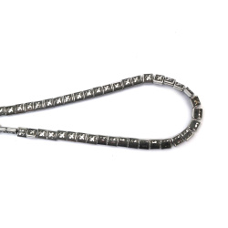 Semi-Precious Stone HEMATITE Beads, Non-Magnetic, Electroplated, Silver Color, Square with Angel / 7x7x4 mm, Hole: 1.5 mm ~ 50 pieces