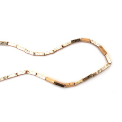 Semi-Precious Stone HEMATITE Beads, Non-Magnetic, Electroplated, Old Gold Color, Textured Square Tube / 4x13 mm, Hole: 1.5 mm ~ 30 pieces