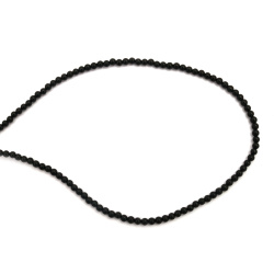 Наниз мъниста полускъпоценен камък АХАТ имитация черен топче 3 мм ~130 броя