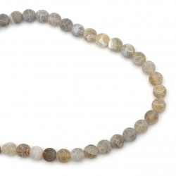 Наниз мъниста полускъпоценен камък АХАТ кафяв светъл топче матирано 10 мм ~38 броя